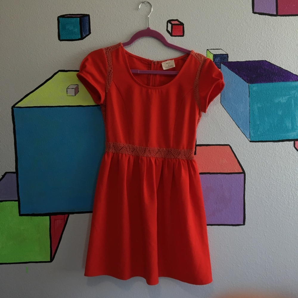 3/$20 Pins and Needles Red Crochet Mini Dress